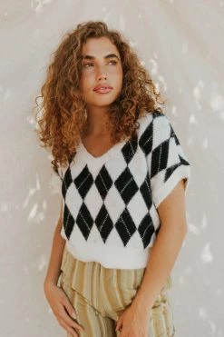 Henly NEW ARRIVALS Free People Through The Motions Sweater Vest In Cream Onyx