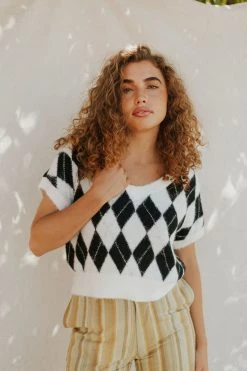 Henly NEW ARRIVALS Free People Through The Motions Sweater Vest In Cream Onyx