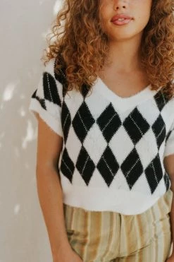 Henly NEW ARRIVALS Free People Through The Motions Sweater Vest In Cream Onyx