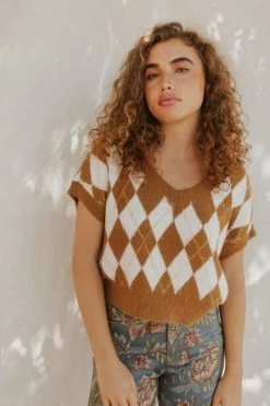 Henly NEW ARRIVALS Free People Through The Motions Sweater Vest In Tiger Eye Combo