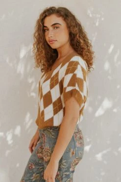 Henly NEW ARRIVALS Free People Through The Motions Sweater Vest In Tiger Eye Combo