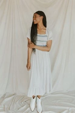 Henly Karolina Embroidered Midi In Grey Dresses