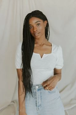 Henly Vees Bodysuit In Ivory Tops