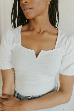 Henly Vees Bodysuit In Ivory Tops