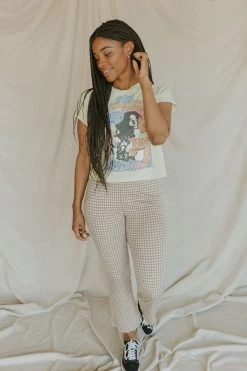 Henly Night Fever Gingham Pants In Taupe Pants/Shorts