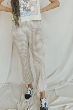 Henly Night Fever Gingham Pants In Taupe Pants/Shorts