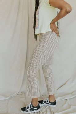 Henly Night Fever Gingham Pants In Taupe Pants/Shorts