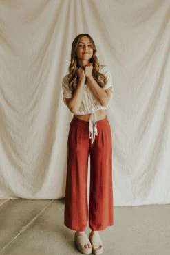 Henly Brie Linen Pants In Burnt Red Pants/Shorts