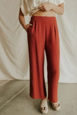 Henly Brie Linen Pants In Burnt Red Pants/Shorts
