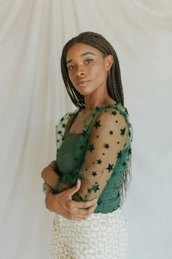 Henly SALE *Seeing Stars Smocked Blouse In Emerald Green