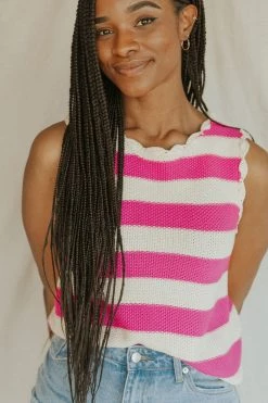 Henly SALE *Au Revoir Sweater Vest In Fuchsia