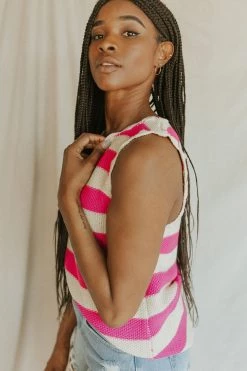 Henly SALE *Au Revoir Sweater Vest In Fuchsia