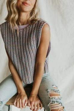 Henly Sweaters Free People Hoopla Vest In Mountain Sunset Combo