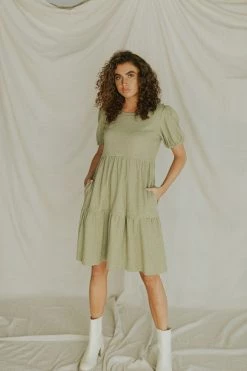 Henly XL/Plus Available *Greta Textured Babydoll In Olive