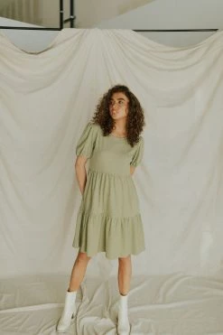 Henly XL/Plus Available *Greta Textured Babydoll In Olive