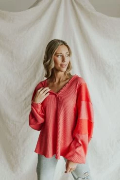 Henly Tops Free People Callisto Henley In Hot Berry