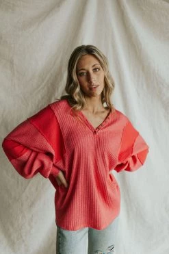 Henly Tops Free People Callisto Henley In Hot Berry