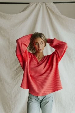 Henly Tops Free People Callisto Henley In Hot Berry