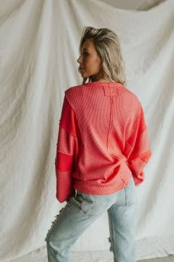 Henly Tops Free People Callisto Henley In Hot Berry