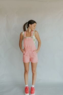 Henly Cleo Jean Shortalls In Mauve Jumpsuits