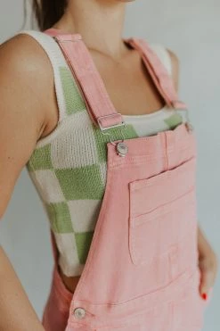 Henly Cleo Jean Shortalls In Mauve Jumpsuits