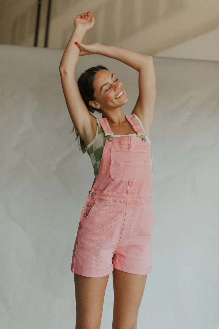 Henly Cleo Jean Shortalls In Mauve Jumpsuits
