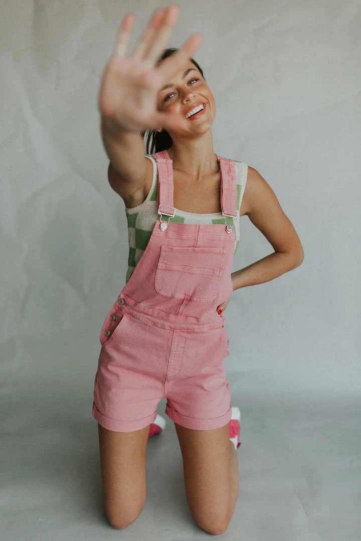 Henly Cleo Jean Shortalls In Mauve Jumpsuits