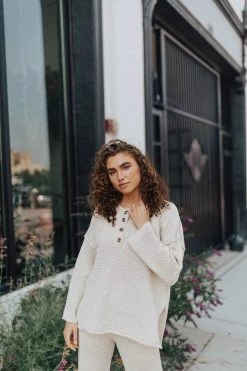 Henly Tulum Knit Long Sleeve In Oatmeal