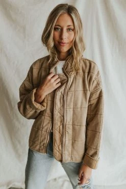 Henly Oh Hey Quilted Dolman In Beige Jackets/Shackets/Blazers