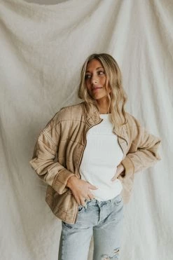 Henly Oh Hey Quilted Dolman In Beige Jackets/Shackets/Blazers