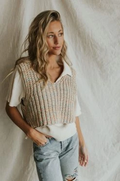 Henly Sweaters Free People Hoopla Vest In Tropical Fruit Combo