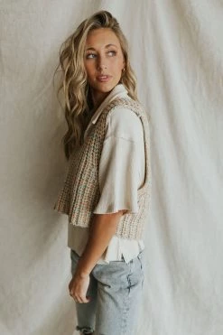 Henly Sweaters Free People Hoopla Vest In Tropical Fruit Combo