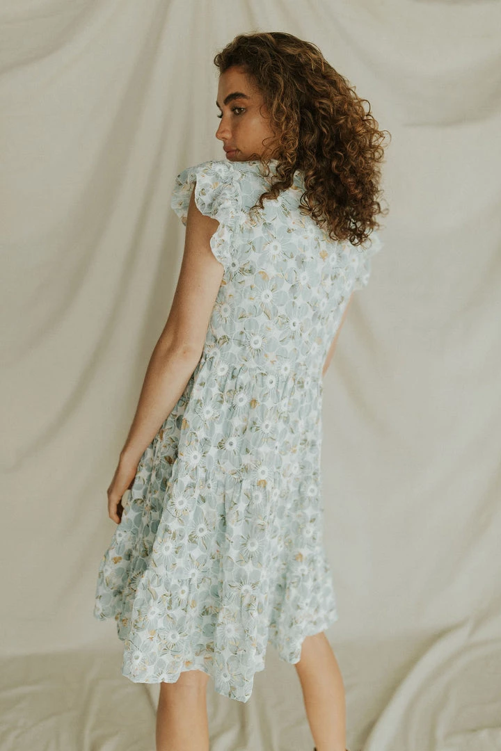 Henly Burst Embroidered Dress In Baby Blue Dresses