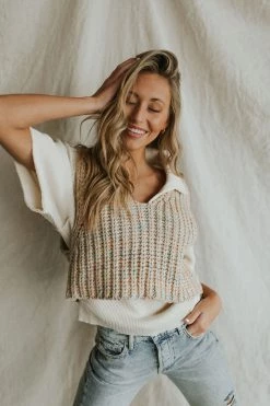 Henly Sweaters Free People Hoopla Vest In Tropical Fruit Combo