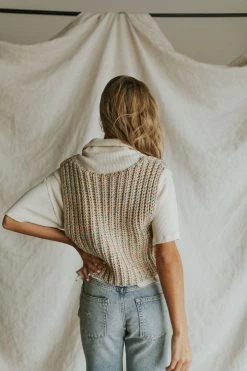 Henly Sweaters Free People Hoopla Vest In Tropical Fruit Combo