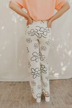 Henly Drive Me Daisy Denim Pants In Ivory