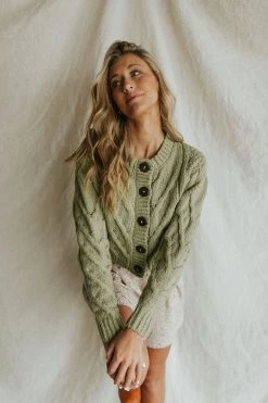 Henly Cardigans Free People Bonfire Cardi In Emerald Moth