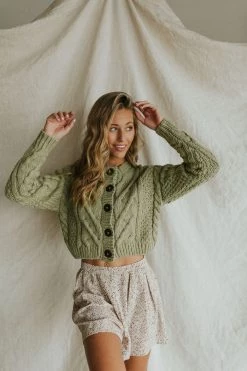 Henly Cardigans Free People Bonfire Cardi In Emerald Moth