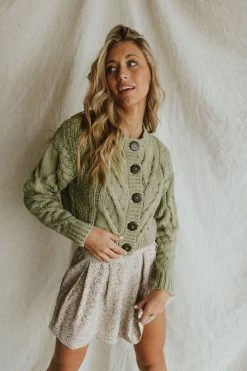 Henly Cardigans Free People Bonfire Cardi In Emerald Moth