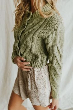 Henly Cardigans Free People Bonfire Cardi In Emerald Moth