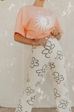 Henly Drive Me Daisy Denim Pants In Ivory