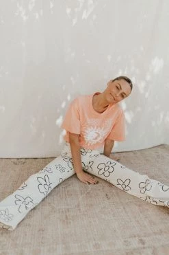 Henly Drive Me Daisy Denim Pants In Ivory