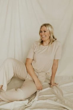 Henly Lounge Around Ribbed Pants In Oatmeal