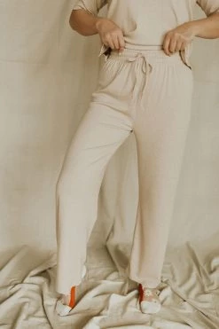 Henly Lounge Around Ribbed Pants In Oatmeal