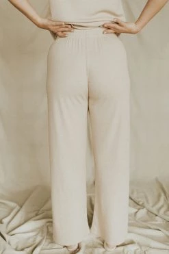 Henly Lounge Around Ribbed Pants In Oatmeal