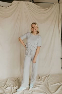 Henly *Lounge Around Ribbed Tee In Heather Grey SALE