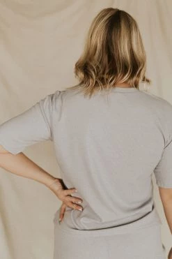 Henly *Lounge Around Ribbed Tee In Heather Grey SALE