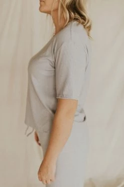 Henly *Lounge Around Ribbed Tee In Heather Grey SALE