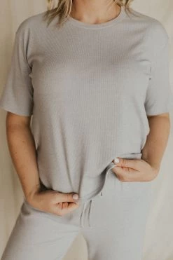 Henly *Lounge Around Ribbed Tee In Heather Grey SALE