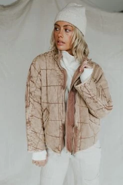 Henly Free People Dolman Quilted Knit Jacket In Champagne Diamond